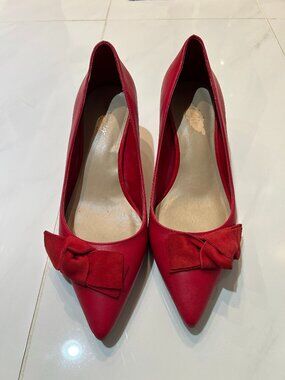 red leather shoes